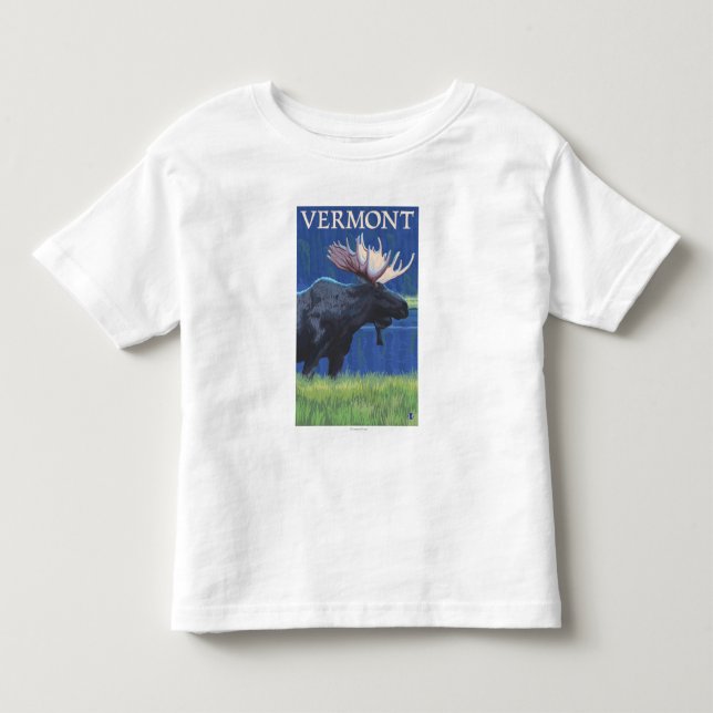 VermontMoose i månsken T Shirt (Framsida)