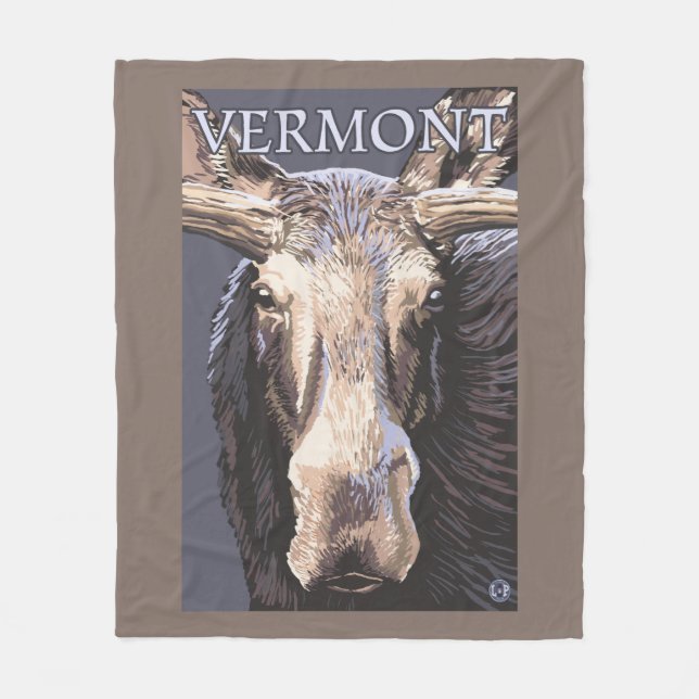 VermontMoose upp slut Fleecefilt (Framsidan)