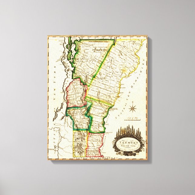 VermontPanoramic MapVermont 2 Canvastryck (Framsida)