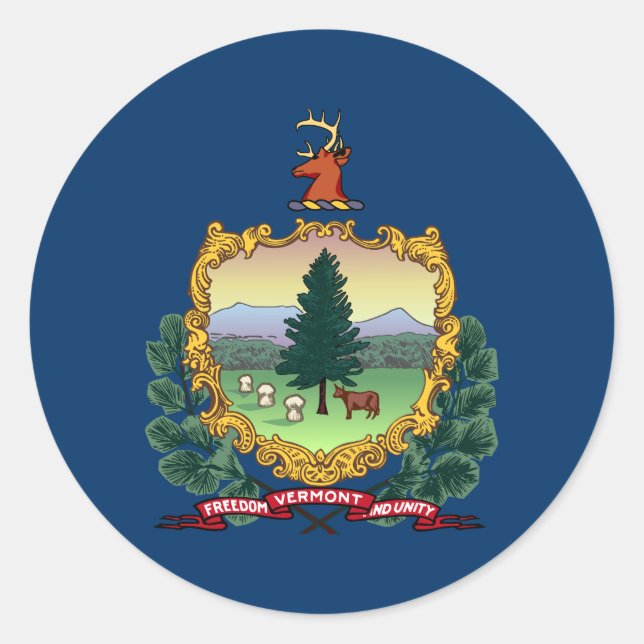 Vermonts statsflagga runt klistermärke (Framsida)