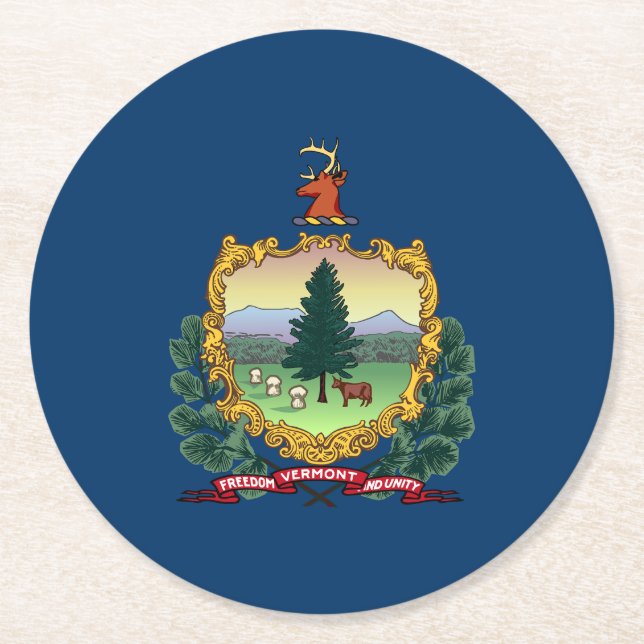 Vermonts statsflagga underlägg papper rund (Framsidan)