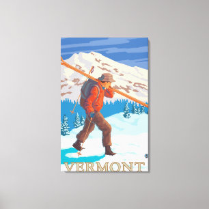 VermontSkier att bära skidar Canvastryck