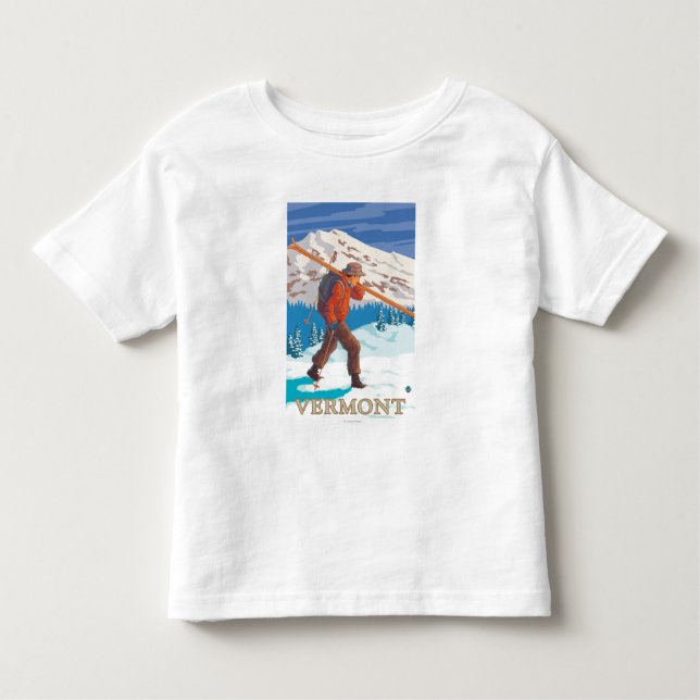 VermontSkier att bära skidar T Shirt (Framsida)