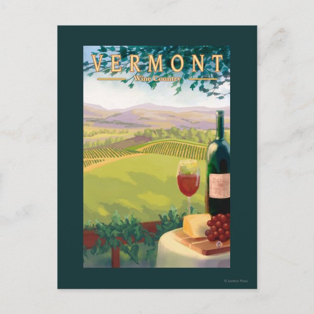 VermontWine Land Scene Vykort (Framsida)