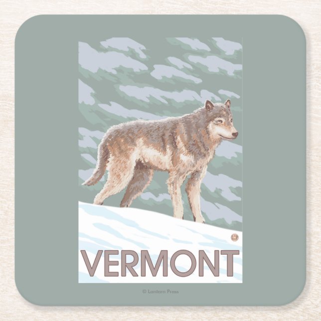 VermontWolf plats Underlägg Papper Kvadrat (Framsidan)