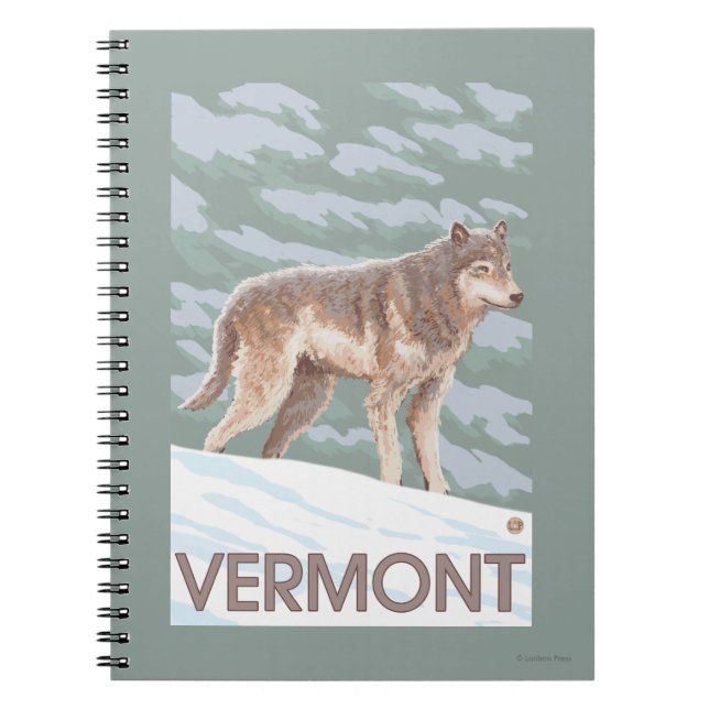 VermontWolf Scen Anteckningsbok Med Spiral (Framsidan)