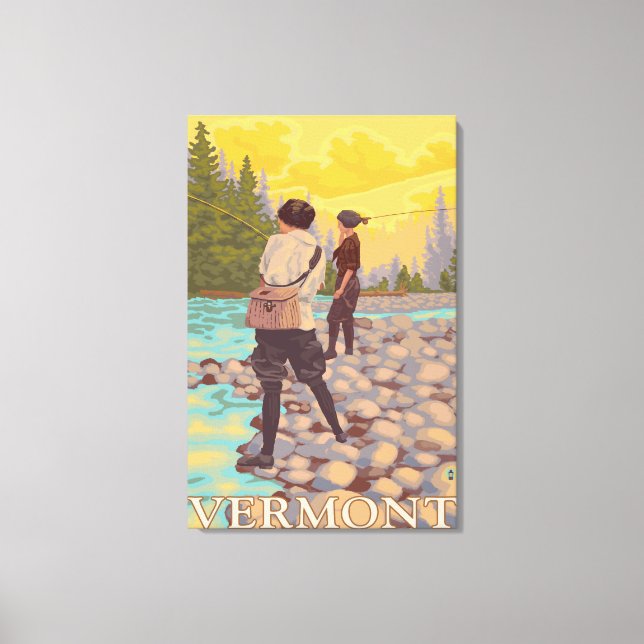 VermontWomen, Flygfiske Scene Canvastryck (Framsida)
