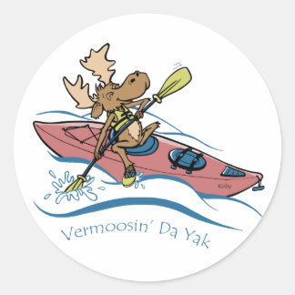 Vermoosin'Da Yak Vermont Kayaking Moose Runt Klistermärke