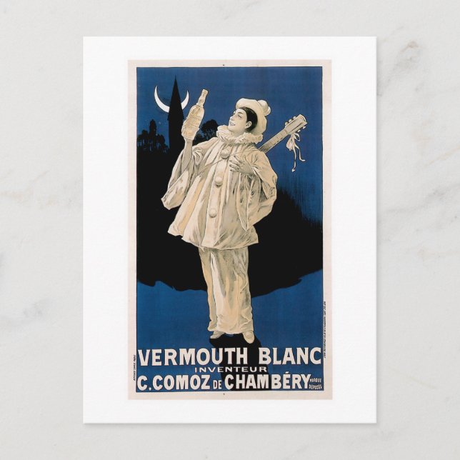 Vermouth Blanc Vintage Drink Ad Art Vykort (Framsida)