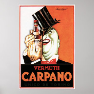 VERMUTH CARPANO Italienska spirits Art Deco Mauzan Poster
