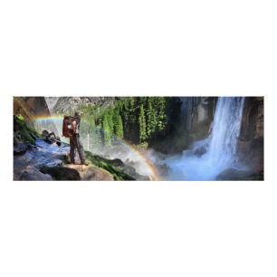 Vernal Fall Hiker och Rainbow Detail - Yosemite Fototryck