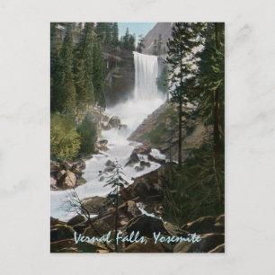 Vernal Falls Vintage Yosemite Postcard Vykort