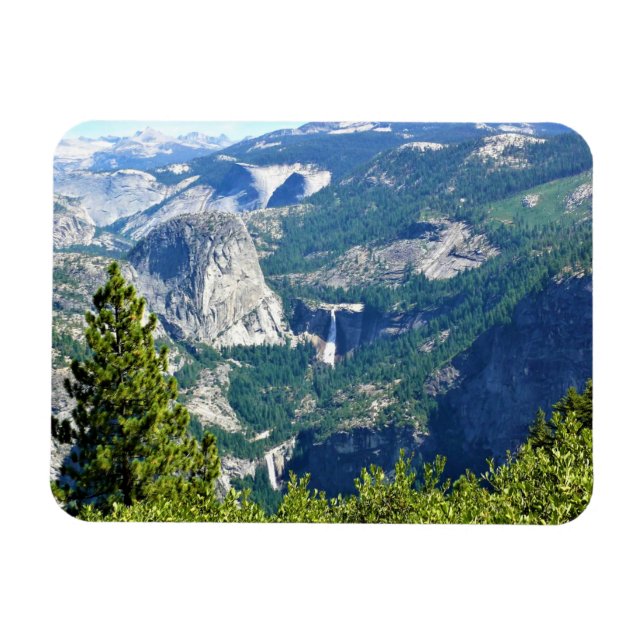 Vernal & Nevada Falls från Glacier Point, CA Magnet (Horisontell)