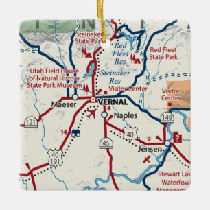 Vernal Utah Karta Julgransprydnad Keramik