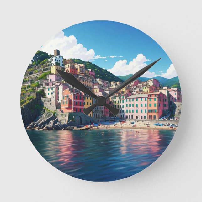 Vernazza, Cinqua Terra Magnet Rund Klocka (Framsida)