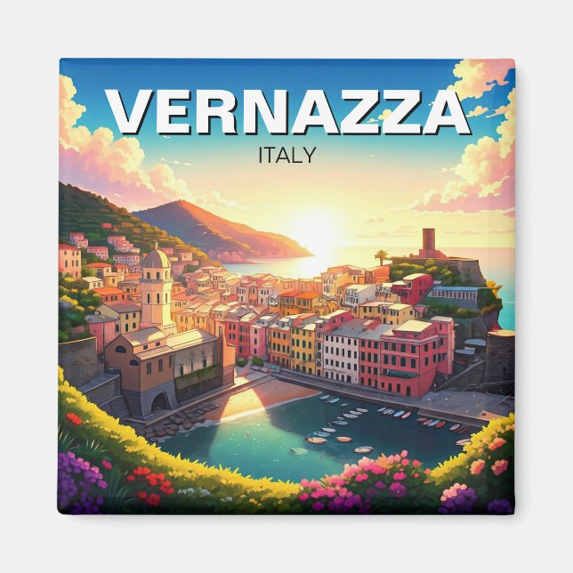 Vernazza, Cinqua Terra Magnet sunset (Framsidan)
