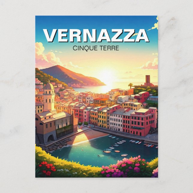 Vernazza, Cinqua Terra Magnet sunset Vykort (Framsida)