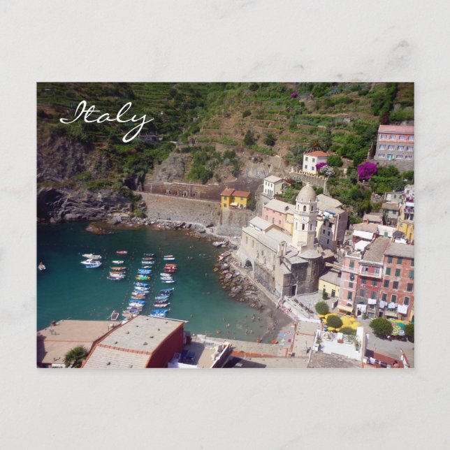 Vernazza-hamnens italien vykort (Framsida)