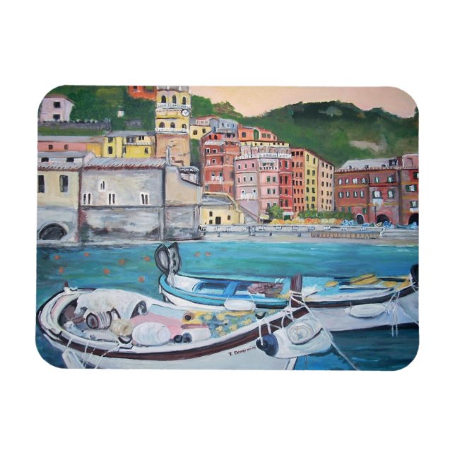 Vernazza Harbour, Italien Magnets Magnet (Horisontell)