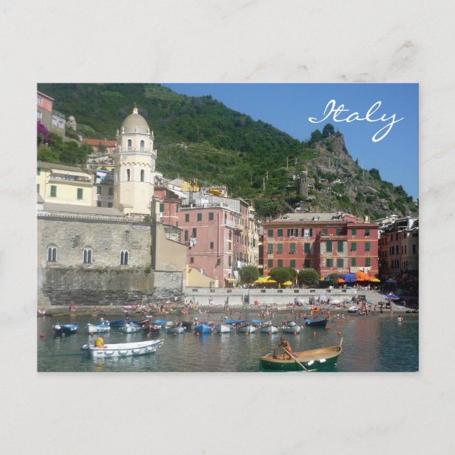 vernazza italien-båtar vykort (Framsida)