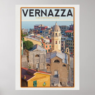 Vernazza - kyrka av den Santa Margherita Poster