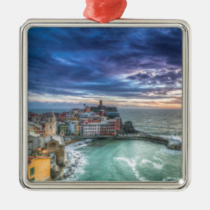 Vernazza på solnedgången, italien julgransprydnad metall