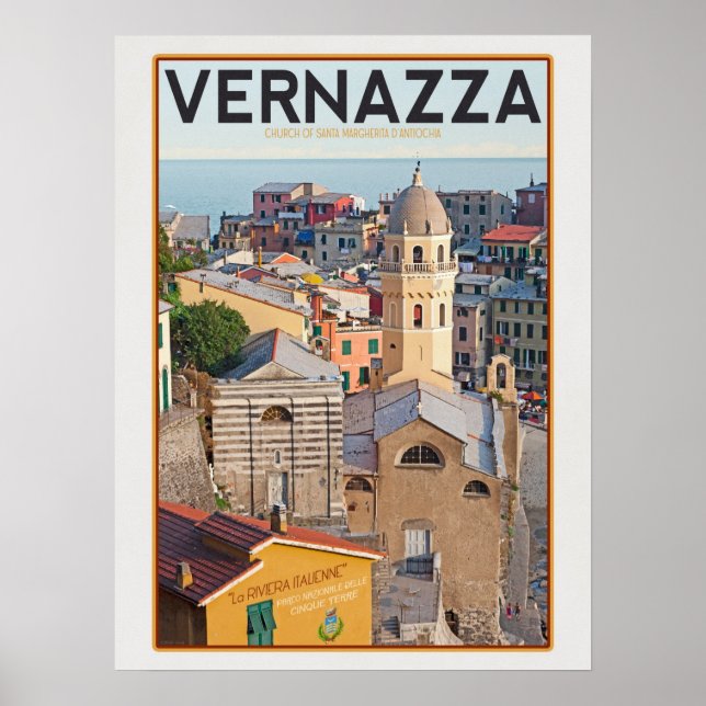 Vernazza - Santa Margherita d'Antiochia-kyrkan Poster (Framsidan)