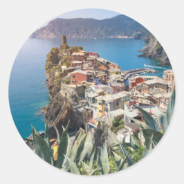 Vernazza-staden i Cinque Terre Runt Klistermärke