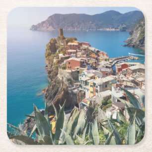 Vernazza town i Cinquen Terre Underlägg Papper Kvadrat