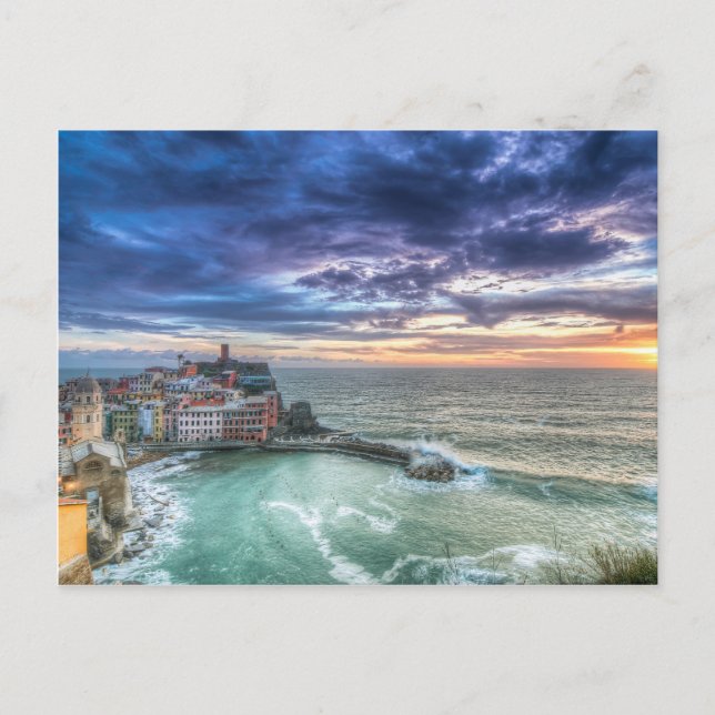 Vernazza vid solnedgång, Italien Vykort (Framsida)