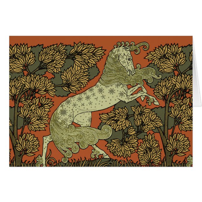 Verneuil Art Nouveau-häst: Vintage ryttare Hälsningskort (Framsidan Horizontal)