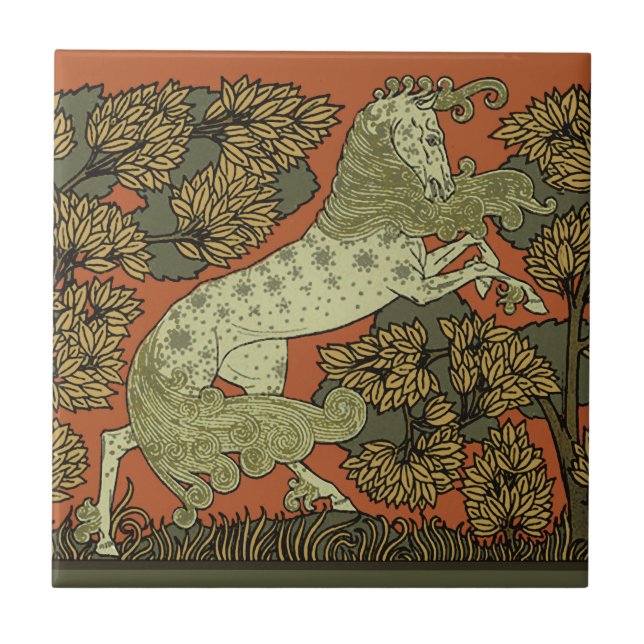 Verneuil Art Nouveau-häst: Vintage ryttare Kakelplatta (Framsidan)