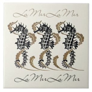 Verneuil Art nouveau Seahorse Art Tile Trivet Kakelplatta