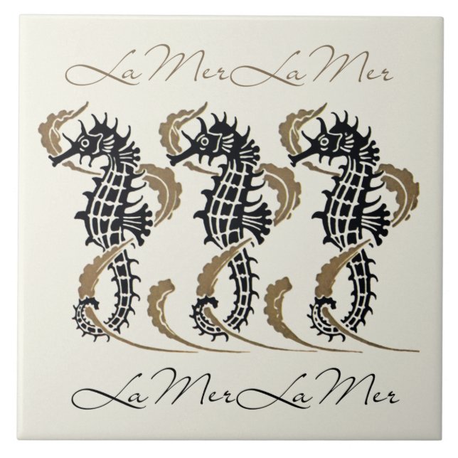 Verneuil Art nouveau Seahorse Art Tile Trivet Kakelplatta (Framsidan)
