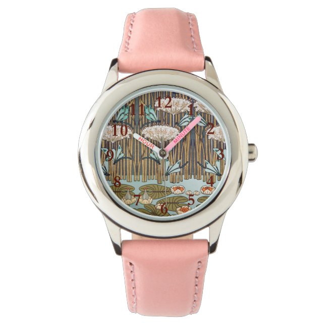 Verneuil Damselfly Vattenlilja Art Nouveau: Vintag Armbandsur (Framsida)
