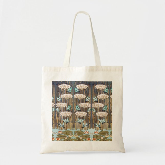 Verneuil Damselfly Vattenlilja Art Nouveau: Vintag Tygkasse (Framsidan)