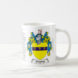 Vernon, ursprung, det menande och vapenskölden kaffemugg