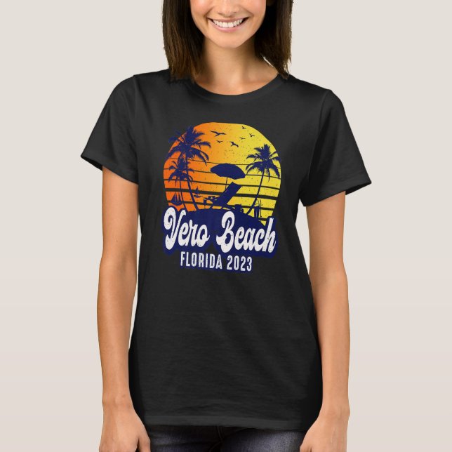 Vero Beach 2023 Florida Sunset Beach Retro Premium T Shirt (Framsida)