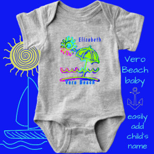 Vero Beach FL Cute Umbrella med Sol Baby Bodykosty T Shirt