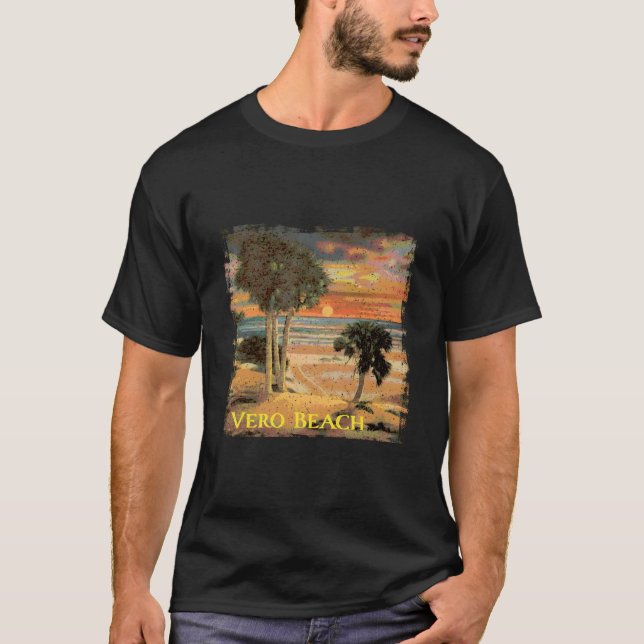 Vero Beach Fl Palmträd Strandstil T Shirt (Framsida)