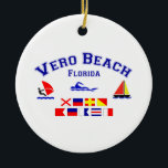 Vero Beach FL signalerar flaggor Julgransprydnad Keramik<br><div class="desc">Detta original- Vero Beach,  den Florida (som stavas ut i maritim flaggor) designen är en av många beställnings- USA skapelser vid Worldshop.</div>