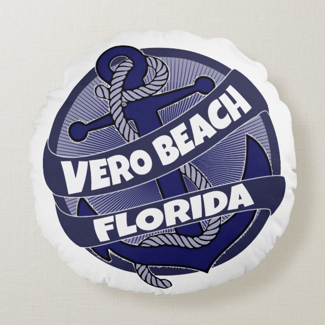 Vero Beach Florida-ankarpunkt runt kudde (Framsidan)
