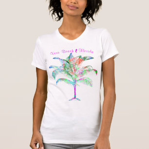 Vero Beach Florida Colorful Söt Handflatan Träd T- T Shirt
