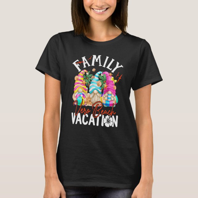 Vero Beach Florida Gnome Matching Summer Vacation T Shirt (Framsida)