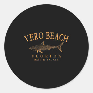 Vero Beach Florida Haj Retro Böjd Orange Bokstäver Runt Klistermärke
