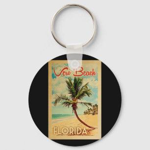 Vero Beach Florida Handflatan Träd Beach Vintage  Nyckelring