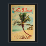 Vero Beach Florida Handflatan Träd Beach Vintage r Vykort<br><div class="desc">Vero Beach Florida-konstruktionen i Vintage resor stil,  som har ett handflatan träd på stranden med hav och himlar.</div>