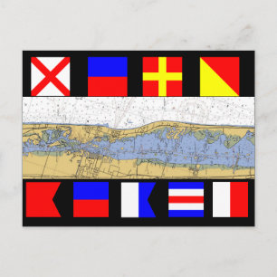 Vero Beach, Florida Nautical Chart Signal Flaggor Vykort