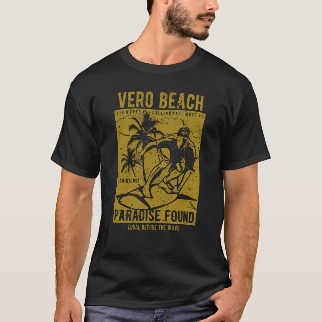 Vero Beach Florida Retro Distressed Style Souvenir T Shirt (Framsida)