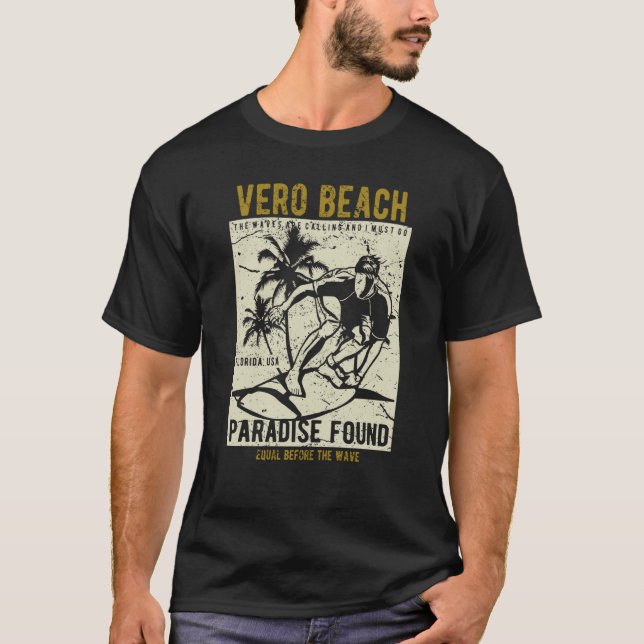 Vero Beach Florida Retro Distressed Style Souvenir T Shirt (Framsida)